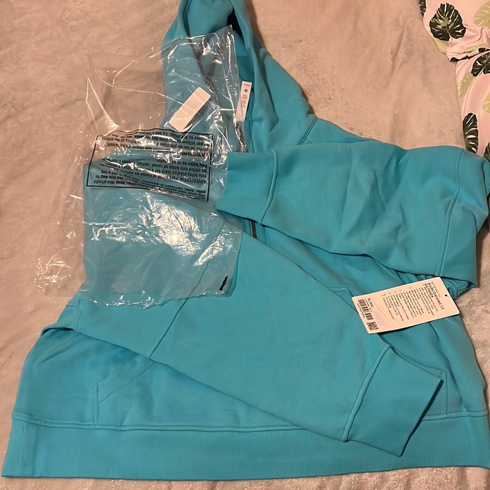 Lululemon scuba oversized half zip new XL XXL Electric turquoise